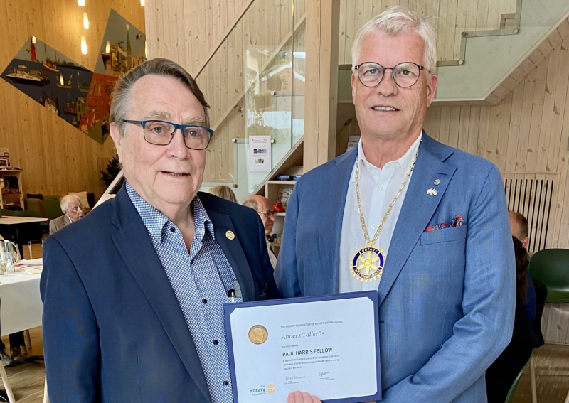 Paul Harris Fellow til Anders Talleraas
